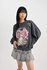 Defacto Oversize Fit Printed Thick Sweatshirt