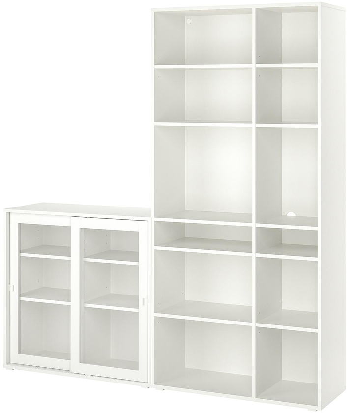 VIHALS تشكيلة تخزين مع أبواب زجاجية - أبيض/زجاج شفاف ‎190x37x200 سم‏