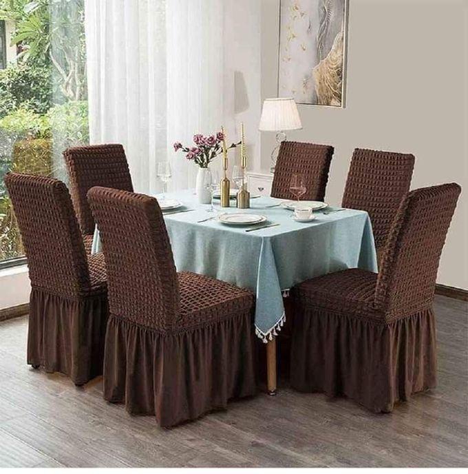 Dining Chair Slipcover Set - 6 Pcs - BROWN