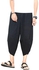 Solid Cropped Harem Trousers Black