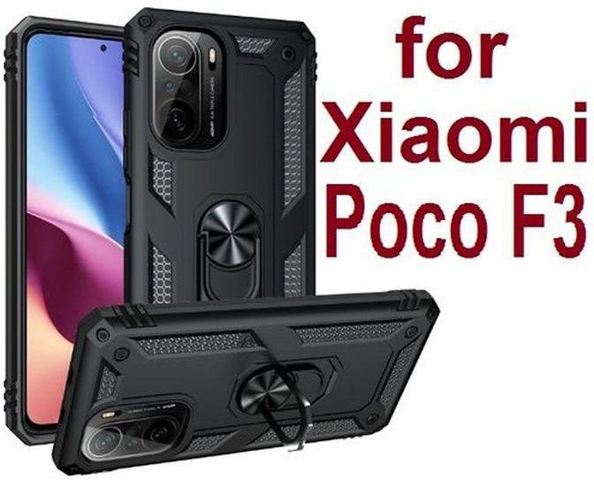 Xiaomi Poco F3 - Rugged Shield Cover (Pouch) With Magnetic Ring Holder/Stand