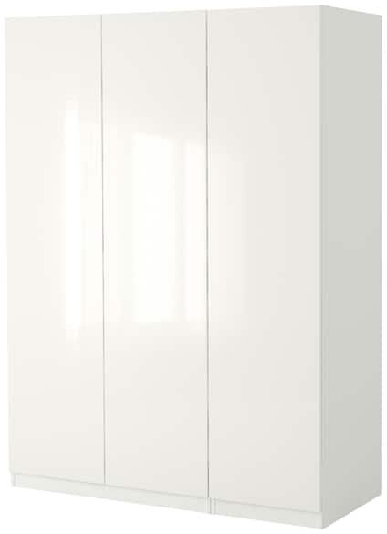 PAX / FARDAL Wardrobe, white/high-gloss/white, 150x60x201 cm - IKEA