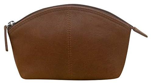 ili New York - Leather Cosmetic Makeup Case - Genuine Leather Cosmetic Clutch for Makeup Essentials w/Zipper Enclosures for Secure Protection