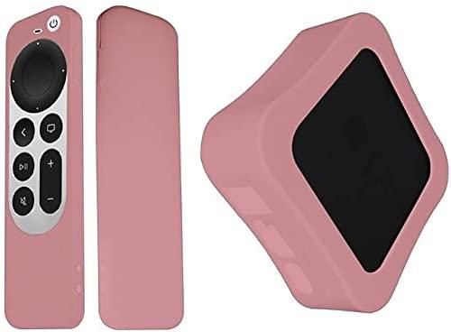 Silicone Remote Protective case For -Apple TV 4K 2021 Anti-Slip Shockproof Soft Case Cover(BLACK BLUE PINK RED WHITE) (Pink)