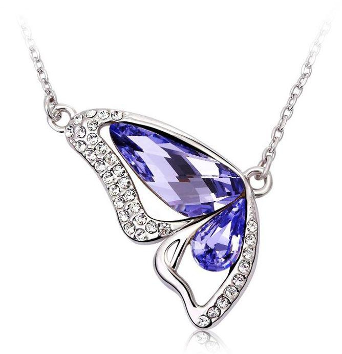 Mestige Ruthenium Plated Purple Monarch Necklace for Women