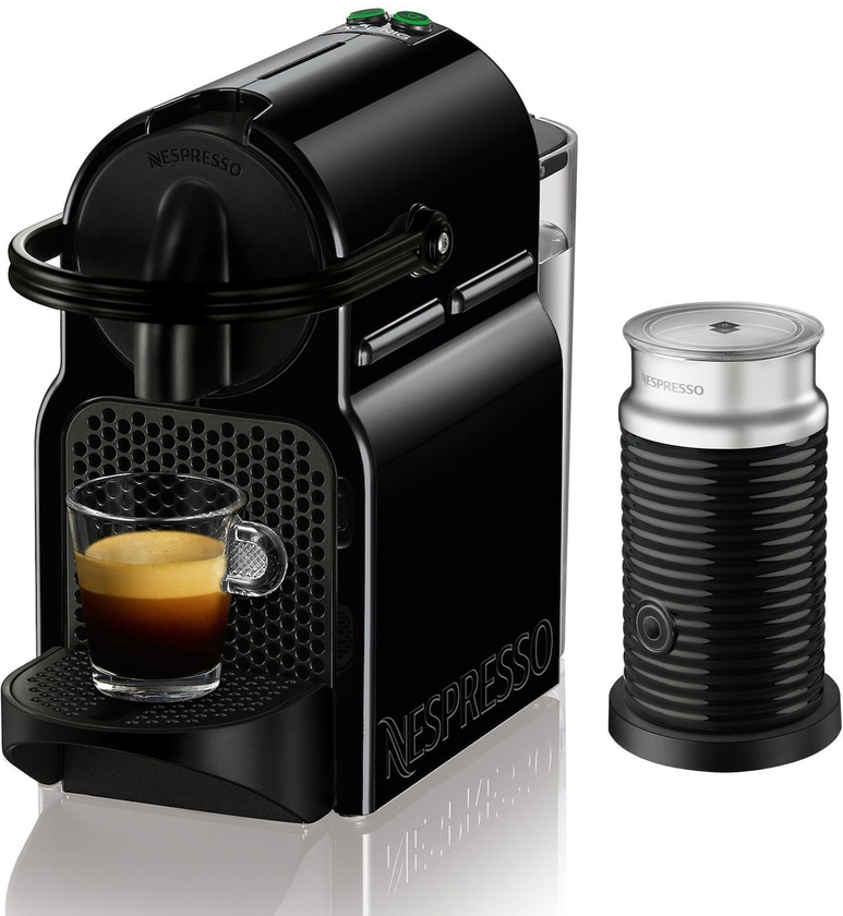 Nespresso D40 Inissia Coffee Machine with Aeroccino3 Milk Frother - Black