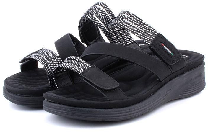 LARRIE Ladies Casual Comfort Sandals - 5 Sizes (Black)