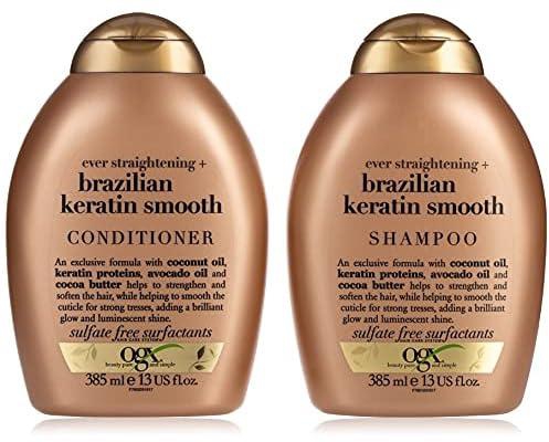 Ogx Shampoo And Conditioner Ever Straightening With Brazilian Keratin Smooth 385Ml Pack Of 2