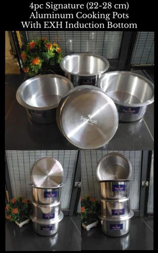 4 Pcs Set of induction Base Aluminium Cooking Pots Sufuria silver 4 pieces HEAVY DUTY