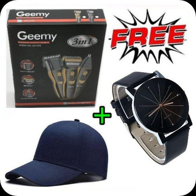 Geemy New Pro 3 In 1 Rechargeable Hair Trimmer Shaving Machine - Adult + Gifts