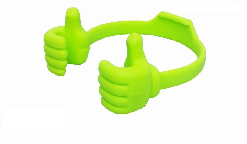 Silicone Thumb OK Design Stand Holder For Mobile Phones and Tablets - Green