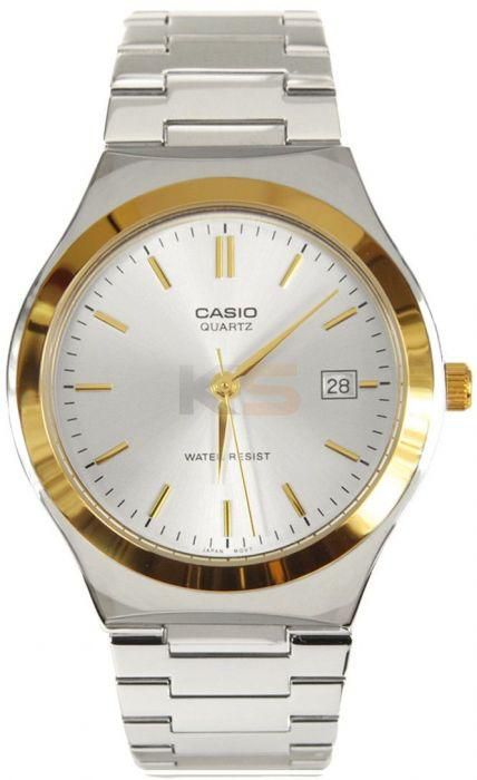 Casio Men's Silver and Gold Stainless Steel Band Watch (MTP-1170G)
