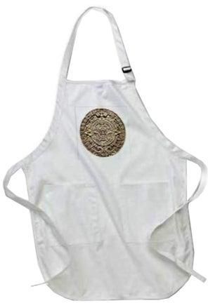 Mayan Calendar Printed Apron With Pockets 22 x 30inch White