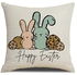 QIQIANY Happy Easter Rabbit Pillow Cover 18 x 18 Inch Square Cotton Linen Easter Bunny Egg Decoration Pillow Case Home Decor Farmhouse Easter Cushion Case for Sofa Chair Bedroom