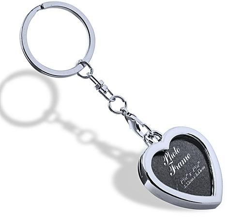 Fashion Unisex Heart Shape Photo Frame Couple Keychain - Silver