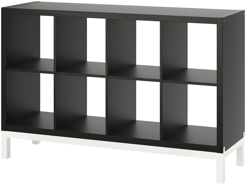 KALLAX Shelving unit with underframe - black-brown/white 147x94 cm
