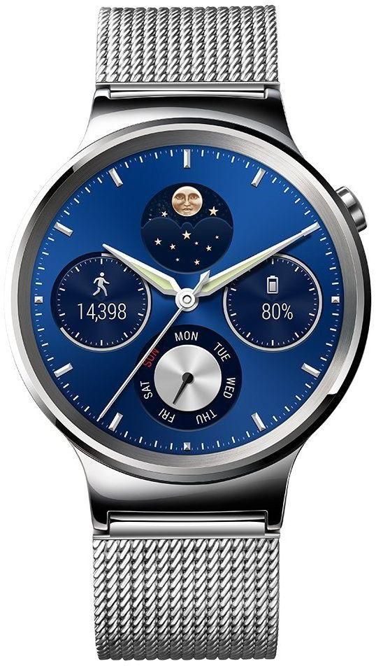 Huawei Smart Watch Stainless Steel with Stainless Steel Mesh Band, Silver