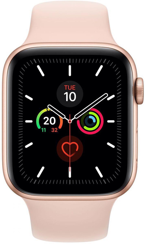 Apple Watch Series 5 - 44mm Gold Aluminium Case with Pink Sand Sport Band - S/M & M/L, GPS, watchOS 6, MWVE2LL/A