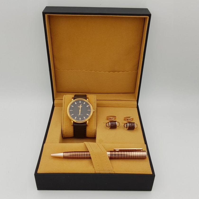 New Fande Casual Watch with Pen and Cufflinks for Men , Multi Color , NF010386