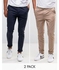 2-In-1 Men's Chinos Trousers - Black And Carton Brown