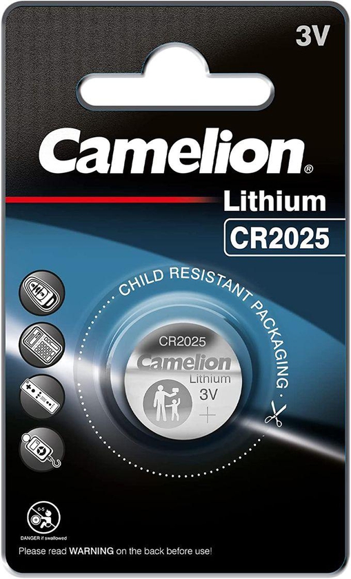 Camelion CR2025 3V Lithium Coin Cell Battery Black