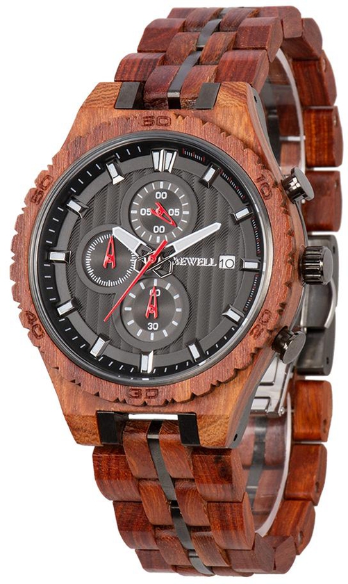 Bewell CW165ag1 Real Wooden Watch Japan Movement + Free Wood Box (3 Colors)