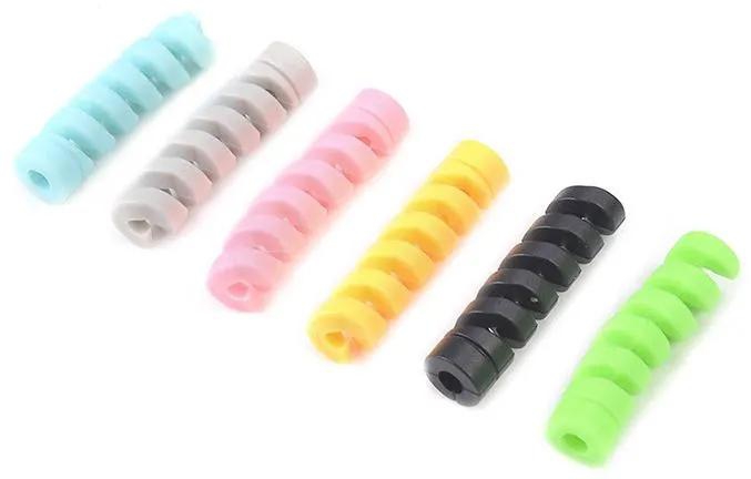 6pcs Free Shipping Cable Protector Silicone Bobbin Winder Wire Cord Organizer Cover for USB Charger Cable Cord