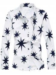 8 Point Star Long Sleeve Plus Size Shirt - White - 6xl
