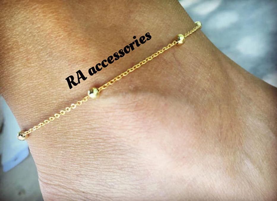 RA accessories خلخال بسلسلة معدن مميزة مطلى ذهبى