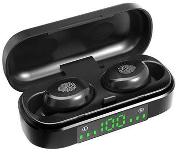 Bluetooth In-Ear Earphones With Digital Charging Case Black