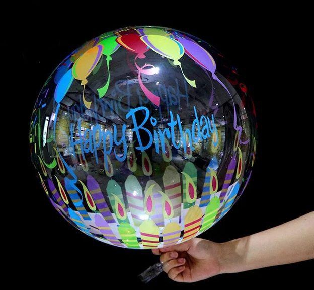 1Pc Happy Birthday Bubble Helium/Air Balloon - 20inch