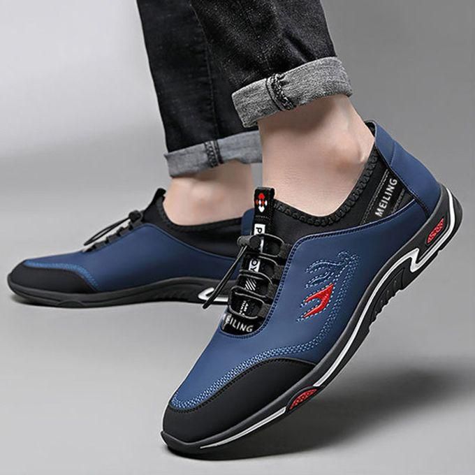 Trendy Men's Lace-up Sneakers - Blu