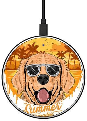 شاحن لاسلكي سريع بطبعة كلب صيفي مع كابل USB متعدد الألوان