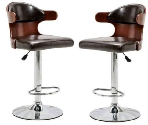 Wooden Leather Bar Stools 2pieces, Leather Kitchen Stools