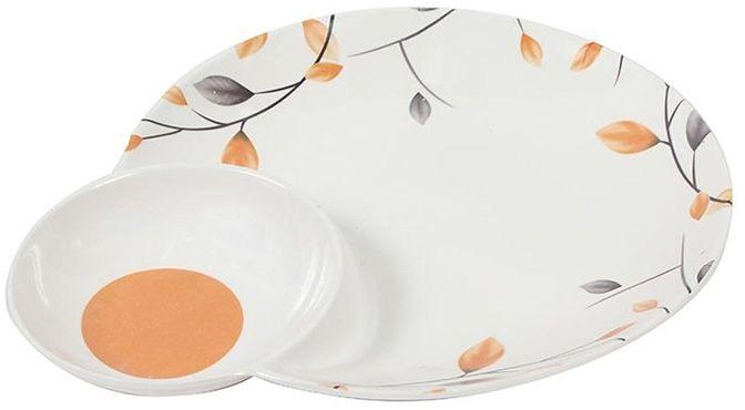 Melamine Serving Bowl With Plate - White
