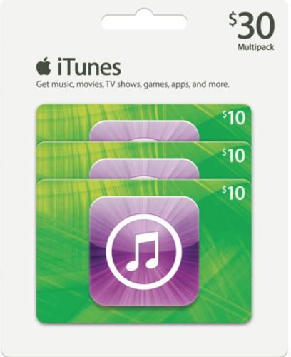 Apple iTunes Gift Card USD 30 10x3