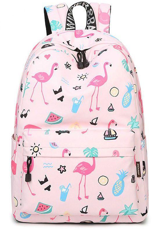 Leather Backpack Beauty Flamingo Travel Shoulder Bag For Women Ladies Girls