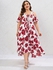 Plus Size Guipure Lace Panel Lace-up Floral Ruffle Cold Shoulder Maxi Dress - 3x | Us 22-24