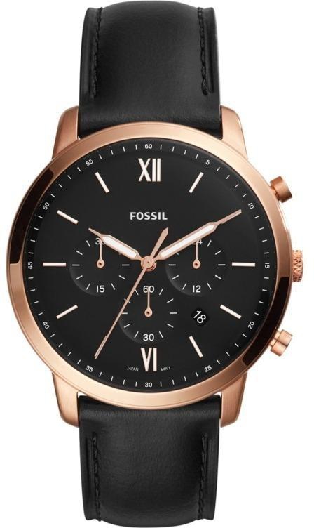 Fossil Men's Leather Watch Neutra Chronograph FS5381 (Black)