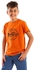 Izor Summer Slip On Chest Printed Boys T-Shirt - Dark Orange