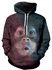Contrast Color Animal Graphic Front Pocket Casual Hoodie - Xs