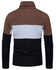 Turtle Neck Color Block Slim Fit Knitted Sweater - Black - M