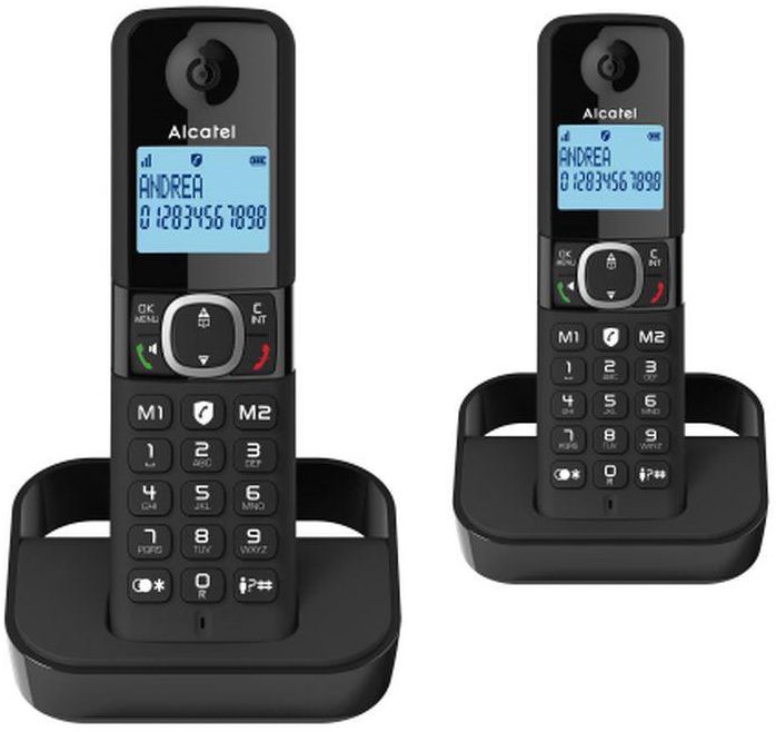 Alcatel F860 Duo - Cordless Phone With Answering Machine And 2 Handsets - Landline Home Phones - Call Blocking Telephones