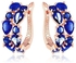 Blue Crystal Flower Stud Earrings Gold Plated  LZESHINE Brand