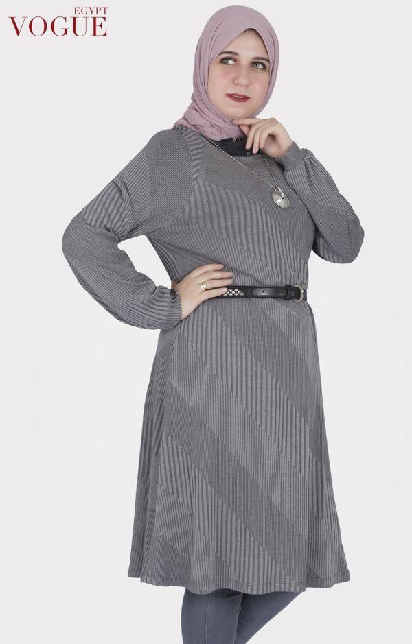 Smoky Egypt Knitted Raglan Sleeve Dress - Grey