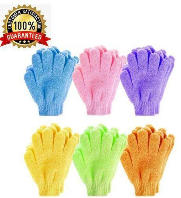 Fashion 6Pcs Shower Gloves Exfoliating Wash Skin Scrubber