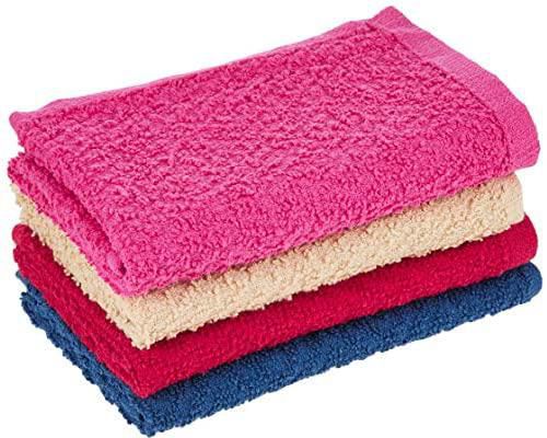 Deyarco Princess 100% Cotton Terry Wash Cloth 4 Pieces Set, Super Soft Quick Dry Highly Absorbent, Size: 30 X 30Cm, Multi-Colour