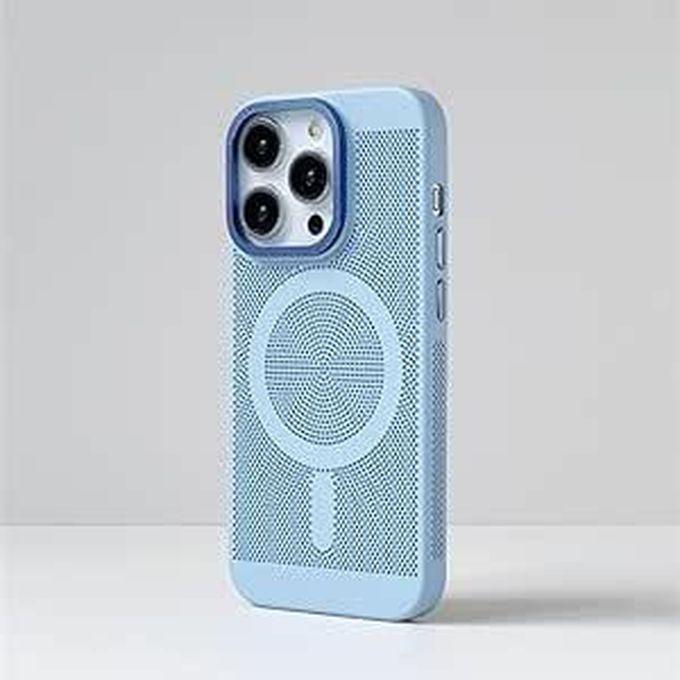 Next Store متوافق مع هاتف iPhone 11 Pro Max، جراب شبكي ممتاز لتبديد الحرارة، تصميم شبكي مسامي، غطاء صلب من البولي كربونات مقاوم للصدمات وشحن لاسلكي (أزرق فاتح)