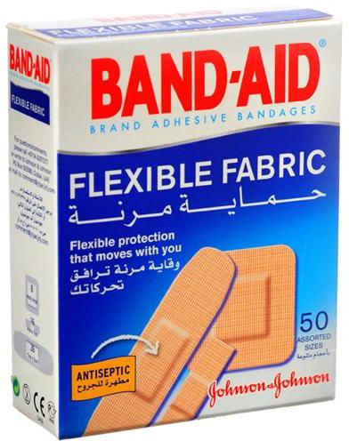 Band Aid Flexible Fabric Bandages Assorted Size - 50's