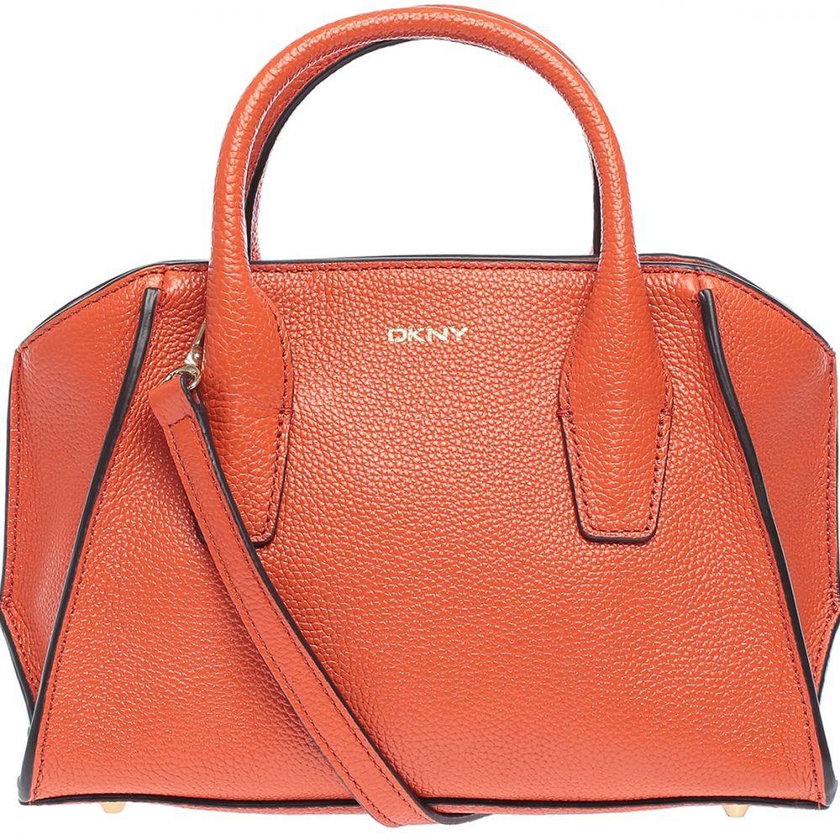 دي كي ان واي حقيبة جلد للنساء - برتقالي - حقائب بتصميم الاحزمة